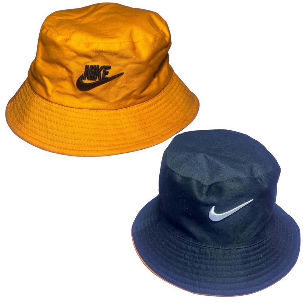 Nike Apex Swoosh Bucket Hat Futura Logo Orange Black Reversible Mid-Depth Cotton